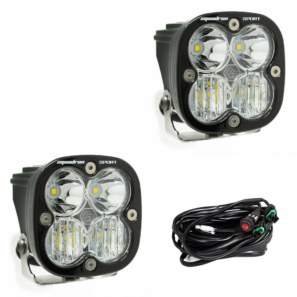 Baja Designs Squadron Sport Black LED Auxiliary Light Pod Pair - Universal (Driving/Combo)